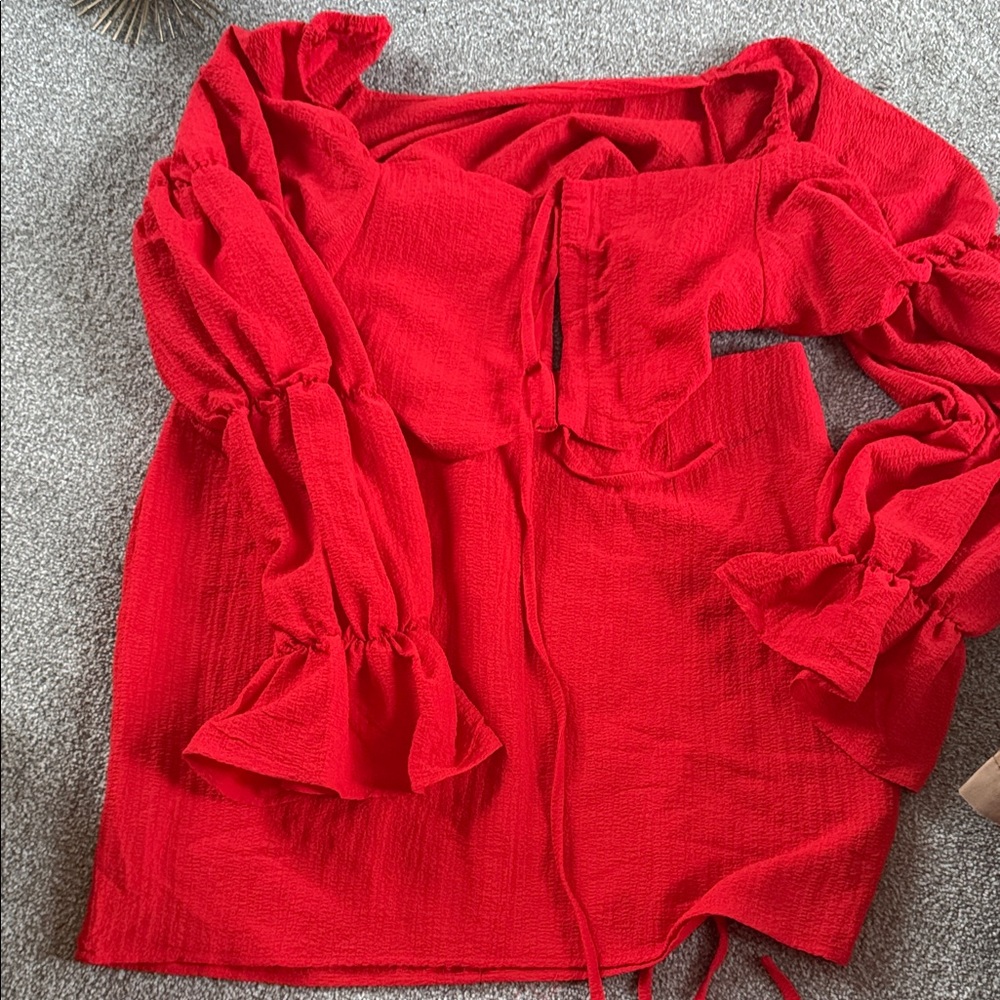 SHEIN Vibrant Red Textured Dress